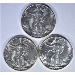 3-CH BU 1944-S WALKING LIBERTY HALVES