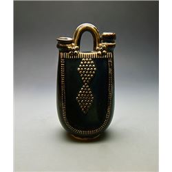 A  Ding  Kiln Black Stoneware Flask.