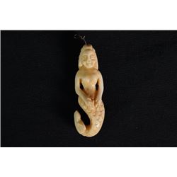 Middle 20th Century Natural Material Carved  Mermaid  Pendant.