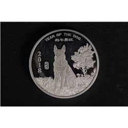 2018 Year of The Dog .999 Fine Silver 1 Troy Ounce Coin.