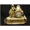 Image 1 : French spelter and alabaster antique desk clock with mirror