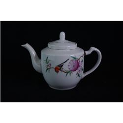 Middle 20th centry, famille-rose "Flora and Birds" teapot.