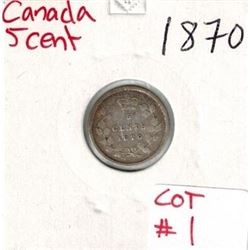 1870 Canadian Silver 5 Cent