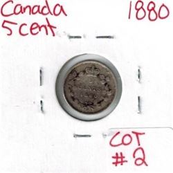 1880 Canadian Silver 5 Cent
