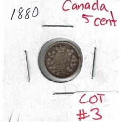 1880 H Canadian Silver 5 Cent