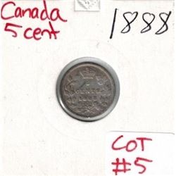 1888 Canadian Silver 5 Cent