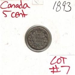 1893 Canadian Silver 5 Cent