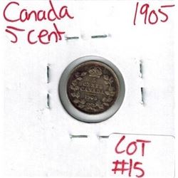 1905 Canadian Silver 5 Cent