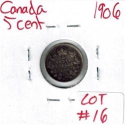 1906 Canadian Silver 5 Cent