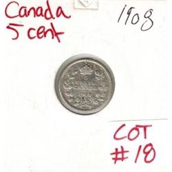 1908 Canadian Silver 5 Cent