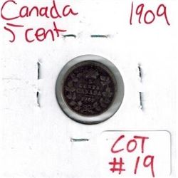 1909 Canadian Silver 5 Cent