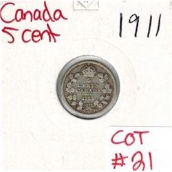 1911 Canadian Silver 5 Cent