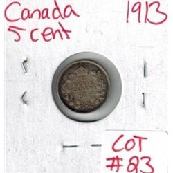 1913 Canadian Silver 5 Cent