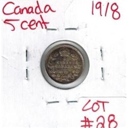 1918 Canadian Silver 5 Cent