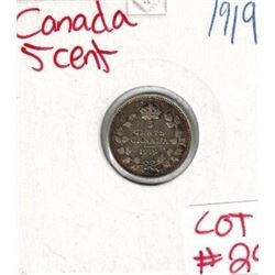 1919 Canadian Silver 5 Cent
