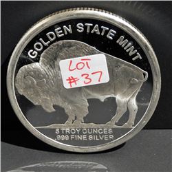5 Troy Ounces .999 Fine Silver Buffalo Golden State Mint