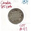 Image 1 : 1871 Canadian Silver 25 Cent