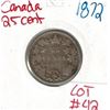 Image 1 : 1872 Canadian Silver 25 Cent