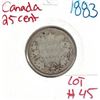 Image 1 : 1883 Canadian Silver 25 Cent