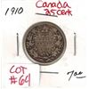 Image 1 : 1910 Canadian Silver 25 Cent