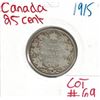 Image 1 : 1915 Canadian Silver 25 Cent