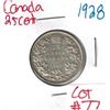 Image 1 : 1928 Canadian Silver 25 Cent