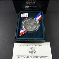 1991 Korean War Memorial UNC Silver Dollar US MInt with box & COA