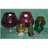 Image 1 : Two ruby glass vases plus two amber and two green