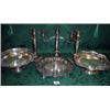 Image 1 : Silver plated candelabra plus two matching candlesticks and three plated trays