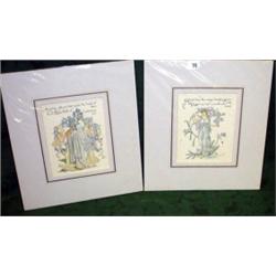 Two 19c mounted prints by Walter Crane