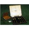Image 1 : Silver hallmarked (rubbed) cigarette box 3.5" x 3.5" square plus a cased part set of silver hallmark