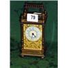 Image 1 : 19c brass carriage clock with bevelled glass panels and decorative enamel dial