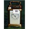 Image 1 : 19c brass carriage clock Paris maker with bevelled glass panels and enamel dial
