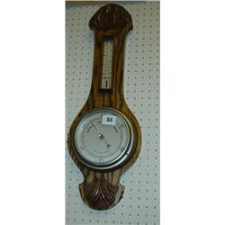 Oak cased barometer with thermometer