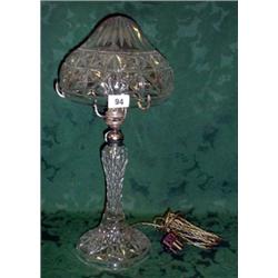 Cut glass table lamp with glass shade