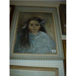 Framed oil on canvas of young girl signed Ormrod plus another modern oil on board