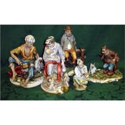 Five Continental Capodimonte style figures