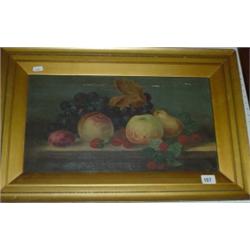 Framed oil on canvas of still life