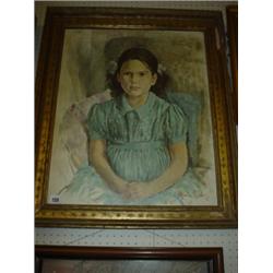 Portrait of a young girl oil on canvas signed E. Steele '75