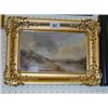 Image 1 : Oil on panel  in gilded frame of cattle grazing near river