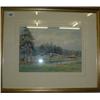 Image 1 : Watercolour glazed and framed of sheep in countryside landscape