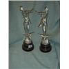 Image 1 : Pair of spelter menu holders in the form of classical figures on outstretched birds' wings