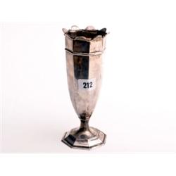 Silver Hallmarked Art Deco vase, Sheffield 1935, Robert and Belk, retailer's mark Flavelle Bros., he