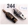 Image 1 : Silver decorative whistle with cat's head mount, plus another with dog's head mount