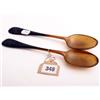 Image 1 : A pair of carved horn serving spoons with monogram c1800