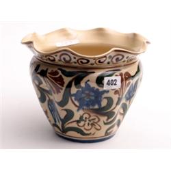 Allervale Jardiniere with scalloped rim in traditional colours on cream ground, impressed mark and n