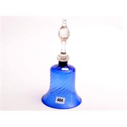 Victorian blue and clear glass bell approx. 12" high (clapper missing)
