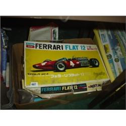 Five boxed model kits to include Playfix Boeing 727, Junkers 86, Farrari Flat 12