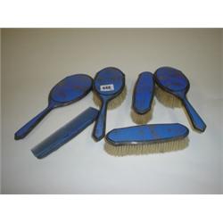 Victorian Japanese enamelled Silver six piece dressing table set 