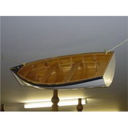 A scratch built clinker wooden rowing boat model 47" long